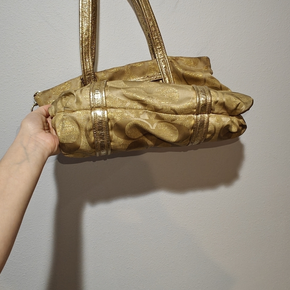 Vintage Y2K Coach Poppy Purse Tag Attached Tote Gold Signature Monogram Logo - Picture 12 of 16